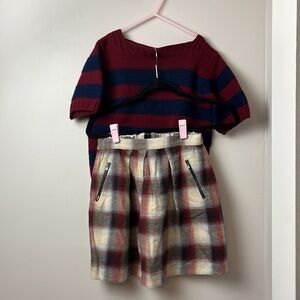Bonpoint knit sweater plaid skirt set